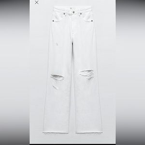 ZARA - HI RISE - WIDE LEG - FULL LENGTH. TR RIPPED WIDE LEG JEANS